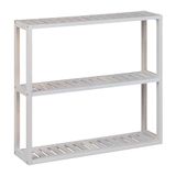 Relaxdays wandrek hout, 3 etages, HxBxD: 54 x 60 x 15 cm, smal badkamerrek, keukenrek, staand & hangend, muurrek, wit