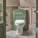 Thornton Meuble WC d’angle rétro – Avec cuvette à poser Richmond – Vert pastel - Plaque de déclenchement chromée - Abattant blanc