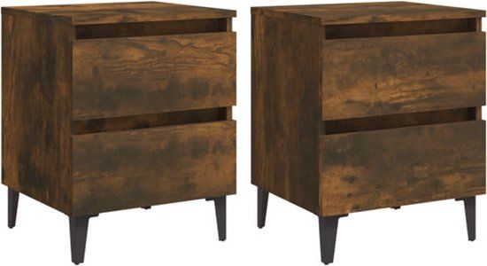vidaXL Nachtkastjes - Set van 2 - Gerookt eiken - 40x35x50 cm