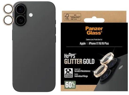 PanzerGlass Camera Protector Hoops Optic Rings geschikt voor Apple iPhone 17 - Glitter Goud