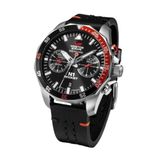 Vostok Europe Montre pour homme avec bracelet en cuir N1 Rocket Chronographe Miyota 6S21 20 ATM Date, noir/noir, bracelet