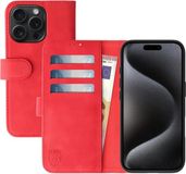 Rosso Element Book Case Wallet Hoesje Geschikt voor Apple iPhone 15 Pro | Portemonnee | 3 Pasjes | Magneetsluiting | Stand Functie | Rood