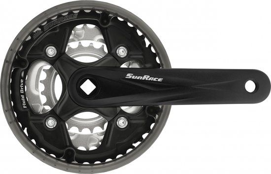 SunRace crankstel FCM500 24-34-42T 170 mm zwart