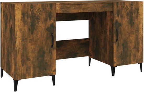 vidaXL Bureau 140x50x75 cm bewerkt hout gerookt eikenkleurig
