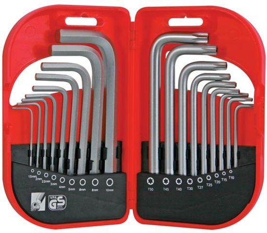 Perel Sleutelset - Zeskant + Ster - 18 st - 5410329408626