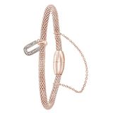 Lucardi Dames Armband mesh roseplated letter U met kristal - Staal - Armband - Cadeau - 19 cm - Rosékleurig
