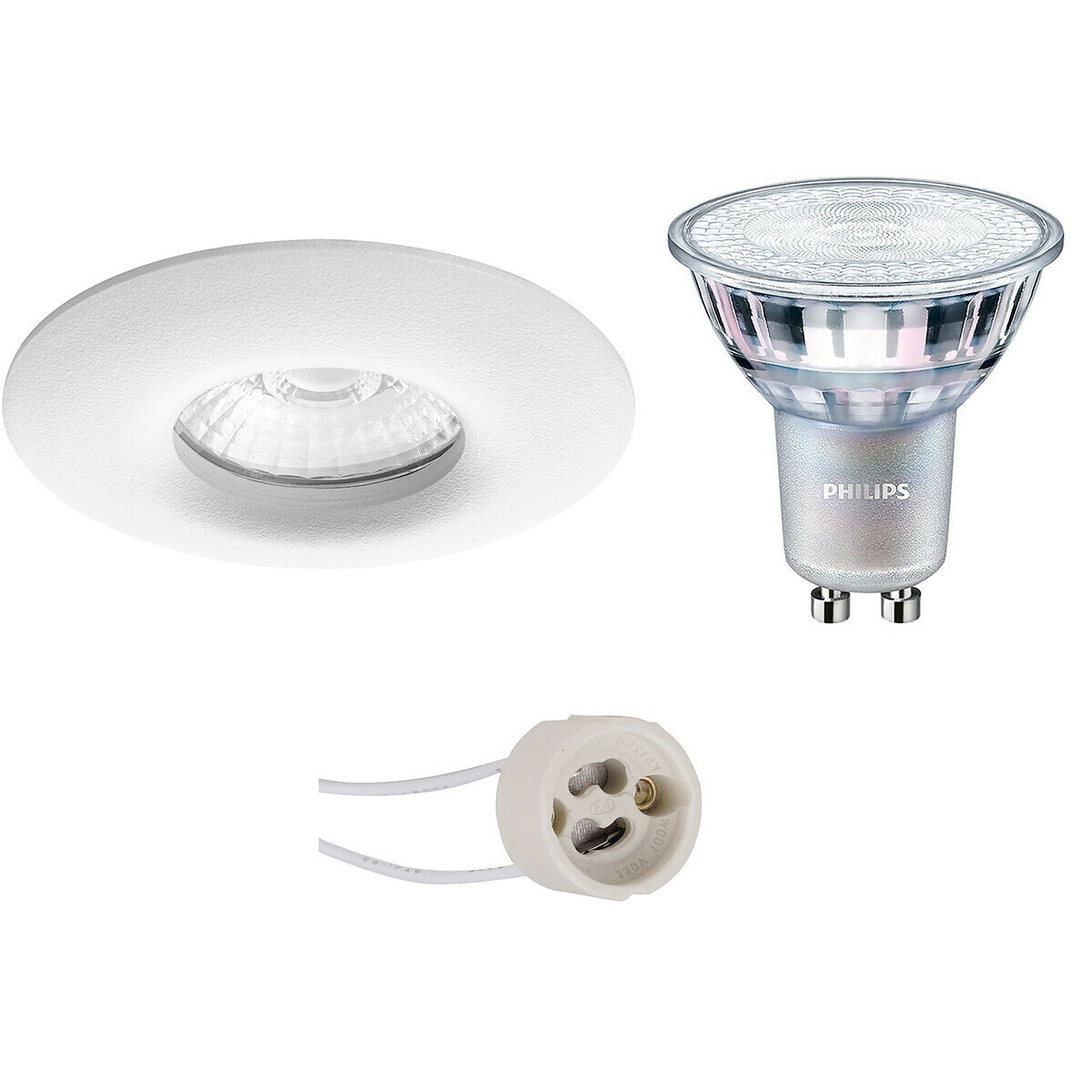 BES LED LED Spot Set - Pragmi Luno Pro - Waterdicht IP65 - GU10 Fitting - Inbouw Rond - Mat Wit - Ø82mm - Philips - MASTER 927 36D VLE - 3.7W - Warm Wit 2200K-2700K - DimTone Dimbaar