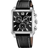 Lotus Herenhorloge 18851/4 Zwart Leer Rechthoekig Zilverkleurig 38mm