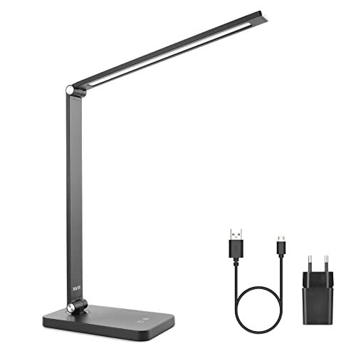 Mafiti Bureaulamp, led, dimbaar, 5 kleuren, 3 helderheidsniveaus, USB-poort - Zwart
