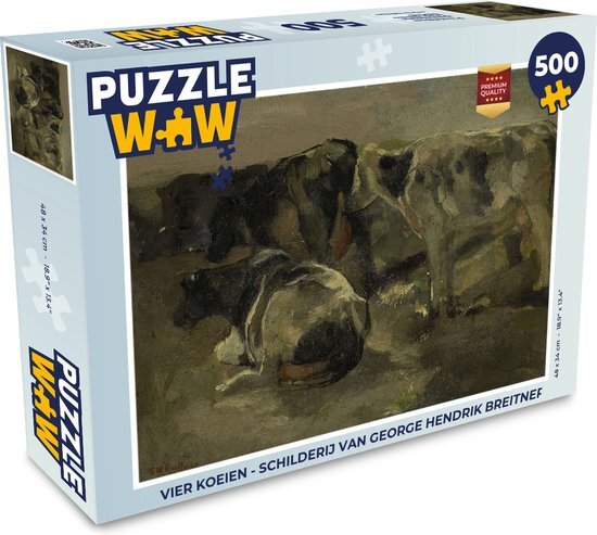 MuchoWow Puzzel Vier koeien - Schilderij van George Hendrik Breitner - Legpuzzel - Puzzel 500 stukjes - Sinterklaas cadeautjes - Sinterklaas voor grote kinderen