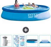 Intex Easy Set Zwembad - Rond - 396 x 84 cm - Blauw - Incl. Pomp, Filters, Afdekzeil & Grondzeil