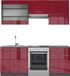Vicco Fame-Line Unité de cuisine complète – 200 cm sans plan de travail Bordeaux laqué/anthracite