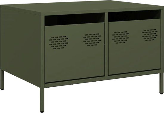 vidaXL Tv-meubel - 68x50x43,5 cm - Staal - Olijfgroen