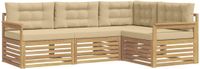 vidaXL - Buiten - bank - set - 5 - st - Wit - en - Beige - Polyester