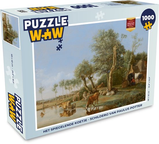 MuchoWow Puzzel Het spiegelende koetje - Schilderij van Paulus Potter - Legpuzzel - Puzzel 1000 stukjes volwassenen