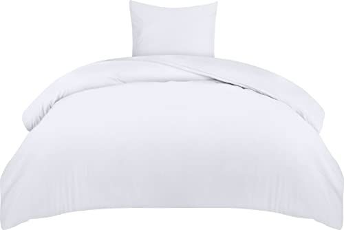 Utopia Bedding Dekbedovertrek Set - Zachte Microvezel Dekbedovertrek 135x200cm met Kussensloop 80x80cm - Beddengoed Dekbedovertrek Set (Wit)