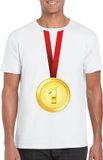 Bellatio Decorations Shoppartners Bv Gouden medaille kampioen shirt wit heren - Winnaar shirt Nr 1 L