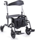 Moretti Combi Rollator Rolstoel 2 in 1 - Loophulp en duwrolstoel - Inklapbare rollator - Voetsteun en stokhouder - Zwart
