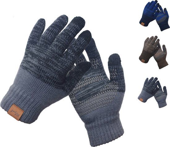 NiSy.nl Luxe Handschoenen - Touchscreen - Fleece - Anti-Slip - Grijs Patroon - Unisex
