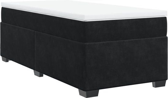 vidaXL Boxspring met matras fluweel zwart 100x200 cm