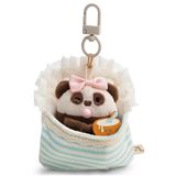 NICI Set Knuffel Panda Kono 7 cm met papkom & bedje met karabijnhaak in geschenkdoos