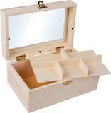 Rayher hobby materialen Rayher Hobby opberg kistje - vakjes/spiegel - sluiting/deksel - 20 x 13 x 9 cm - Sieraden/make up