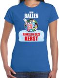 Bellatio Decorations Rinkelende Kerstbal Blauw Kerst t-shirt voor dames