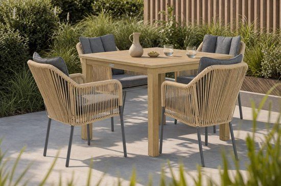 De Laan Projects Tuinset 4 personen 90 cm Aluminium/Rope Taupe