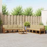 vidaXL - Bank loungeset - 8 zitplekken - Natuurlijk en beige - Acacia hout