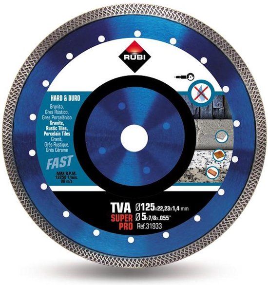 Rubi TVA Superpro - Diamantschijf - 125mm - Turbo Viper Rand - Voor Droge Snede