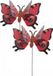 Merkloos Decoris Tuin deco vlinder op stok - 5x - rood - metaal - 17 x 60 cm