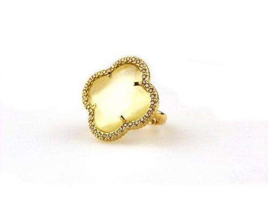 Model Fiori Ring Zilver Verguld Parelmoer - Zirkonia - Maat 56