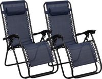 Abbey Camp Campingstoel - Tuinstoel - Verstelbaar - Set van 2 - Marineblauw
