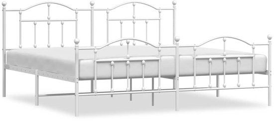 vidaXL Bedframe met hoofd- en voeteneinde metaal wit 200x200 cm
