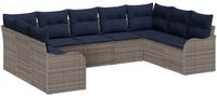 vidaXL Tuinbank Set Grijs Polyrattan