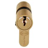 Amig - Cilinderslot met drukknop - Mat messing, 70 mm (35-35) - 5 pinnen, 15 mm lange nok - Anti-boorsysteem - Inclusief 3 sleutels, messing, mat