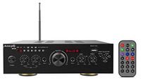 Audibax Miami HiFi-audio-versterker, bluetooth-verbinding, 100 W + 100 W, ingangen voor microfoons, SD en USB, stereo-hifi-versterker met MP3-speler en FM-radio