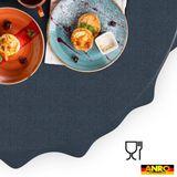 ANRO Tafelkleed Donkerblauw Linnenlook Rond Ø100cm Afwasbaar Waterafstotend