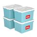Cetomo 45L x 4 opbergdozen, plastic opbergdoos met deksels, organiserende container met handvat en veilige vergrendelende gespen, stapelbaar, nestbaar, draagtas voor thuiskantoor kleding, 45L-4Pack