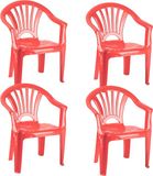 Plasticforte Chaise pour enfants - 4x - corail rouge - 50 cm - pour intérieur et extérieur - plastique