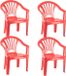 Plasticforte Chaise pour enfants - 4x - corail rouge - 50 cm - pour intérieur et extérieur - plastique