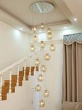 BDS lighting 15 glazen bollen trappenlamp lange hanglamp duplex gebouwen grote kroonluchter woonkamer villa holle moderne minimalistische traplamp 60x300 cm