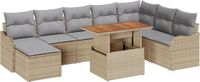 vidaXL Tuinbank Set 9-delig Beige Polywood