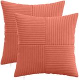 vidaXL - Kussensloop - 2 stuks - ALMELO - Rood-oranje - 40 x 40 cm - corduroy