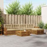 vidaXL - Acacia Hout Loungeset Bank 5-zits Natuurlijk en Beige