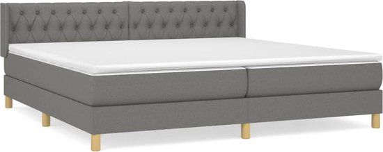 vidaXL Boxspring met matras stof donkergrijs 200x200 cm