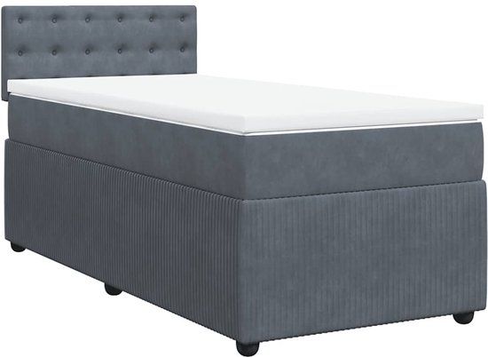 vidaXL Boxspring met matras fluweel donkergrijs 80x200 cm