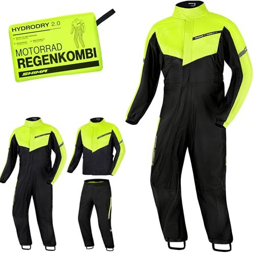 SHIMA HYDRODRY 2.0 Waterdichte Motorbike Regenpak Heren Womens Motorfiets Opvouwbare Regenkleding Regenjassen Set Overjas Regenseal Reflecterende Ademend Natte Weer Winter (Suit Unisex, Fluo, XS)
