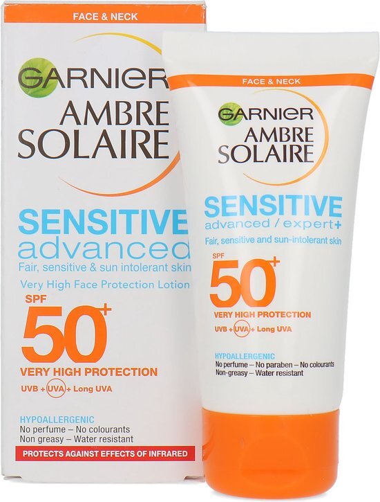 Garnier Ambre Solaire Sensitive Advanced Face &amp; Neck Protection Lotion SPF 50+ - 50 ml