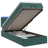 vidaXL Ottomanbed met matras en LED-verlichting, donkergroen, 90 x 190 cm, fluweel
